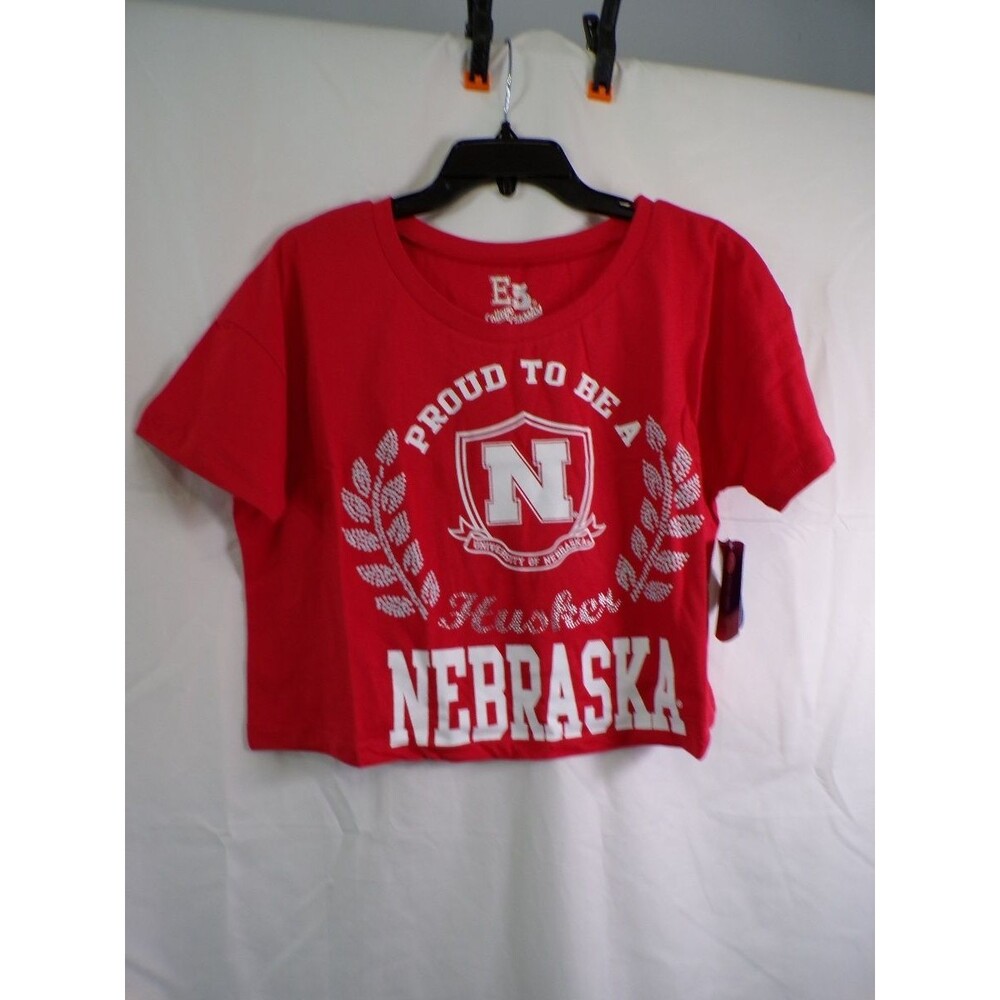 E5 College Classics Women's Nebraska Husker Cropped T-Shirt Small Red